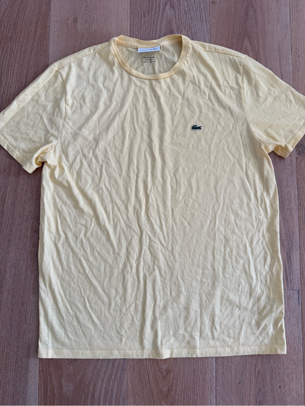 Lacoste Men's Short Sleeve Crew Neck T-Shirt in Pale Yellow